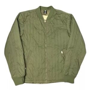 DC Quilted Bomber Jacket Men’s Medium Olive Green Lightweight Full Zip Military
